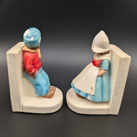 Vintage Chalkware Dutch Boy & Girl Bookend - Terratex Made in Ireland - Picture 4 of 8